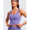 imageCRZ YOGA Womens Ribbed Longline Sports Bra  U Neck Padded Yoga Cami Workout Crop Tank Top Built in PadsDark Lavender Purple