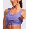 imageCRZ YOGA Womens Ribbed Longline Sports Bra  U Neck Padded Yoga Cami Workout Crop Tank Top Built in PadsDark Lavender Purple