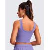 imageCRZ YOGA Womens Ribbed Longline Sports Bra  U Neck Padded Yoga Cami Workout Crop Tank Top Built in PadsDark Lavender Purple
