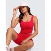 imageCRZ YOGA Womens Ribbed Longline Sports Bra  U Neck Padded Yoga Cami Workout Crop Tank Top Built in PadsDeep Red