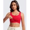 imageCRZ YOGA Womens Ribbed Longline Sports Bra  U Neck Padded Yoga Cami Workout Crop Tank Top Built in PadsDeep Red