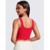 imageCRZ YOGA Womens Ribbed Longline Sports Bra  U Neck Padded Yoga Cami Workout Crop Tank Top Built in PadsDeep Red