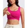 imageCRZ YOGA Womens Ribbed Longline Sports Bra  U Neck Padded Yoga Cami Workout Crop Tank Top Built in PadsGranita Pink