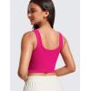 imageCRZ YOGA Womens Ribbed Longline Sports Bra  U Neck Padded Yoga Cami Workout Crop Tank Top Built in PadsGranita Pink