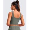 imageCRZ YOGA Womens Ribbed Longline Sports Bra  U Neck Padded Yoga Cami Workout Crop Tank Top Built in PadsGrey Sage