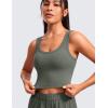 imageCRZ YOGA Womens Ribbed Longline Sports Bra  U Neck Padded Yoga Cami Workout Crop Tank Top Built in PadsGrey Sage
