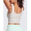 imageCRZ YOGA Womens Ribbed Longline Sports Bra  U Neck Padded Yoga Cami Workout Crop Tank Top Built in PadsMilky White Bone