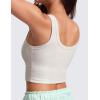imageCRZ YOGA Womens Ribbed Longline Sports Bra  U Neck Padded Yoga Cami Workout Crop Tank Top Built in PadsMilky White Bone