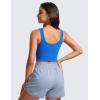 imageCRZ YOGA Womens Ribbed Longline Sports Bra  U Neck Padded Yoga Cami Workout Crop Tank Top Built in PadsSparkle Blue