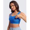 imageCRZ YOGA Womens Ribbed Longline Sports Bra  U Neck Padded Yoga Cami Workout Crop Tank Top Built in PadsSparkle Blue