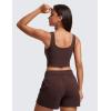 imageCRZ YOGA Womens Ribbed Longline Sports Bra  U Neck Padded Yoga Cami Workout Crop Tank Top Built in PadsTaupe