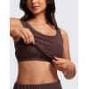 imageCRZ YOGA Womens Ribbed Longline Sports Bra  U Neck Padded Yoga Cami Workout Crop Tank Top Built in PadsTaupe