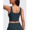 imageCRZ YOGA Womens Ribbed Longline Sports Bra  U Neck Padded Yoga Cami Workout Crop Tank Top Built in PadsTrue Navy