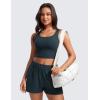imageCRZ YOGA Womens Ribbed Longline Sports Bra  U Neck Padded Yoga Cami Workout Crop Tank Top Built in PadsTrue Navy