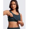 imageCRZ YOGA Womens Ribbed Longline Sports Bra  U Neck Padded Yoga Cami Workout Crop Tank Top Built in PadsTrue Navy