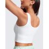 imageCRZ YOGA Womens Ribbed Longline Sports Bra  U Neck Padded Yoga Cami Workout Crop Tank Top Built in PadsWhite