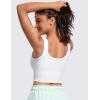 imageCRZ YOGA Womens Ribbed Longline Sports Bra  U Neck Padded Yoga Cami Workout Crop Tank Top Built in PadsWhite