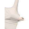 imageCRZ YOGA Womens Ribbed Longline Sports Bra  U Neck Padded Yoga Cami Workout Crop Tank Top Built in PadsWhite Apricot