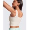 imageCRZ YOGA Womens Ribbed Longline Sports Bra  U Neck Padded Yoga Cami Workout Crop Tank Top Built in PadsWhite Apricot