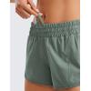 imageCRZ YOGA Womens Running Shorts Low Waisted 25quot  Mesh Liner Quick Dry for Track Gym Athletic Workout with Zip PocketGrey Sage