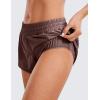 imageCRZ YOGA Womens Running Shorts Low Waisted 25quot  Mesh Liner Quick Dry for Track Gym Athletic Workout with Zip PocketTaupe