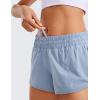 imageCRZ YOGA Womens Running Shorts Low Waisted 25quot  Mesh Liner Quick Dry for Track Gym Athletic Workout with Zip PocketThe Breeze Blue