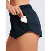 imageCRZ YOGA Womens Running Shorts Low Waisted 25quot  Mesh Liner Quick Dry for Track Gym Athletic Workout with Zip PocketTrue Navy