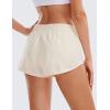 imageCRZ YOGA Womens Running Shorts Low Waisted 25quot  Mesh Liner Quick Dry for Track Gym Athletic Workout with Zip PocketWhite Apricot
