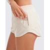 imageCRZ YOGA Womens Running Shorts Low Waisted 25quot  Mesh Liner Quick Dry for Track Gym Athletic Workout with Zip PocketWhite Apricot