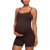 imageCRZ YOGA Butterluxe Maternity Workout Romper for Women Casual Spaghetti Strap Shorts Jumpsuit Pregnancy Tank Top BodysuitHot Fudge Brown