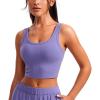 imageCRZ YOGA Womens Ribbed Longline Sports Bra  U Neck Padded Yoga Cami Workout Crop Tank Top Built in PadsDark Lavender Purple