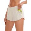 imageCRZ YOGA Womens Running Shorts Low Waisted 25quot  Mesh Liner Quick Dry for Track Gym Athletic Workout with Zip PocketWhite Apricot