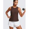 imageCRZ YOGA Cloudweight Crew Neck Workout Tanks Lightweight Athletic Gym Tops for Women Soft Basic Running Sleeveless ShirtsCoffee Brown