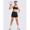 imageCRZ YOGA Girls Athletic Shorts with Zipper Pocket for Teens Kids Running Workout Casual Tennis Soccer Lightweight LinerBlack