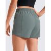 imageCRZ YOGA Girls Athletic Shorts with Zipper Pocket for Teens Kids Running Workout Casual Tennis Soccer Lightweight LinerGrey Sage