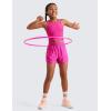 imageCRZ YOGA Girls Athletic Shorts with Zipper Pocket for Teens Kids Running Workout Casual Tennis Soccer Lightweight LinerHibiscus Purple
