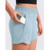 imageCRZ YOGA Girls Athletic Shorts with Zipper Pocket for Teens Kids Running Workout Casual Tennis Soccer Lightweight LinerLight Grayish Blue