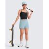 imageCRZ YOGA Girls Athletic Shorts with Zipper Pocket for Teens Kids Running Workout Casual Tennis Soccer Lightweight LinerLight Grayish Blue