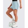 imageCRZ YOGA Girls Athletic Shorts with Zipper Pocket for Teens Kids Running Workout Casual Tennis Soccer Lightweight LinerLight Grayish Blue
