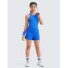 imageCRZ YOGA Girls Athletic Shorts with Zipper Pocket for Teens Kids Running Workout Casual Tennis Soccer Lightweight LinerSparkle Blue