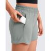 imageCRZ YOGA Girls Athletic Shorts with Zipper Pocket for Teens Kids Running Workout Casual Tennis Soccer Lightweight LinerSterling