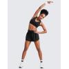 imageCRZ YOGA High Waisted Running Shorts for Women Ruffled Trim Tummy Control for Athletic with Mesh Liner Zip PocketBlack
