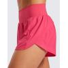 imageCRZ YOGA High Waisted Running Shorts for Women Ruffled Trim Tummy Control for Athletic with Mesh Liner Zip PocketLip Gloss Pink