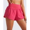 imageCRZ YOGA High Waisted Running Shorts for Women Ruffled Trim Tummy Control for Athletic with Mesh Liner Zip PocketLip Gloss Pink