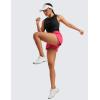 imageCRZ YOGA High Waisted Running Shorts for Women Ruffled Trim Tummy Control for Athletic with Mesh Liner Zip PocketLip Gloss Pink
