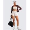 imageCRZ YOGA High Waisted Running Shorts for Women Ruffled Trim Tummy Control for Athletic with Mesh Liner Zip PocketMilky White Bone