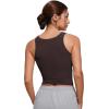 imageCRZ YOGA Softembrace Casual Tops for Women Soft Double Lined Scoop Neck Crop Sleeveless Shirts Basic Going Out TanksHot Fudge Brown