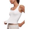 imageCRZ YOGA Softembrace Casual Tops for Women Soft Double Lined Scoop Neck Crop Sleeveless Shirts Basic Going Out TanksWhite