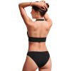 imageCRZ YOGA Womens Halter Bikini Tops V Neck Swim Bathing Suit Sexy Backless Swimsuit PaddedBlack