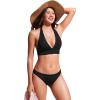 imageCRZ YOGA Womens Halter Bikini Tops V Neck Swim Bathing Suit Sexy Backless Swimsuit PaddedBlack